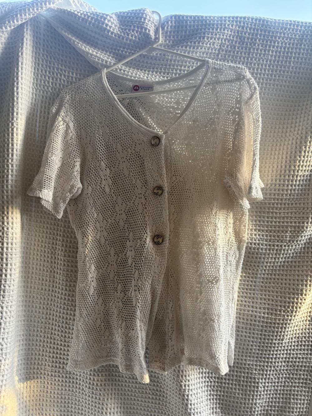 Absolutely Beach White Sheer Crochet Cover-Up